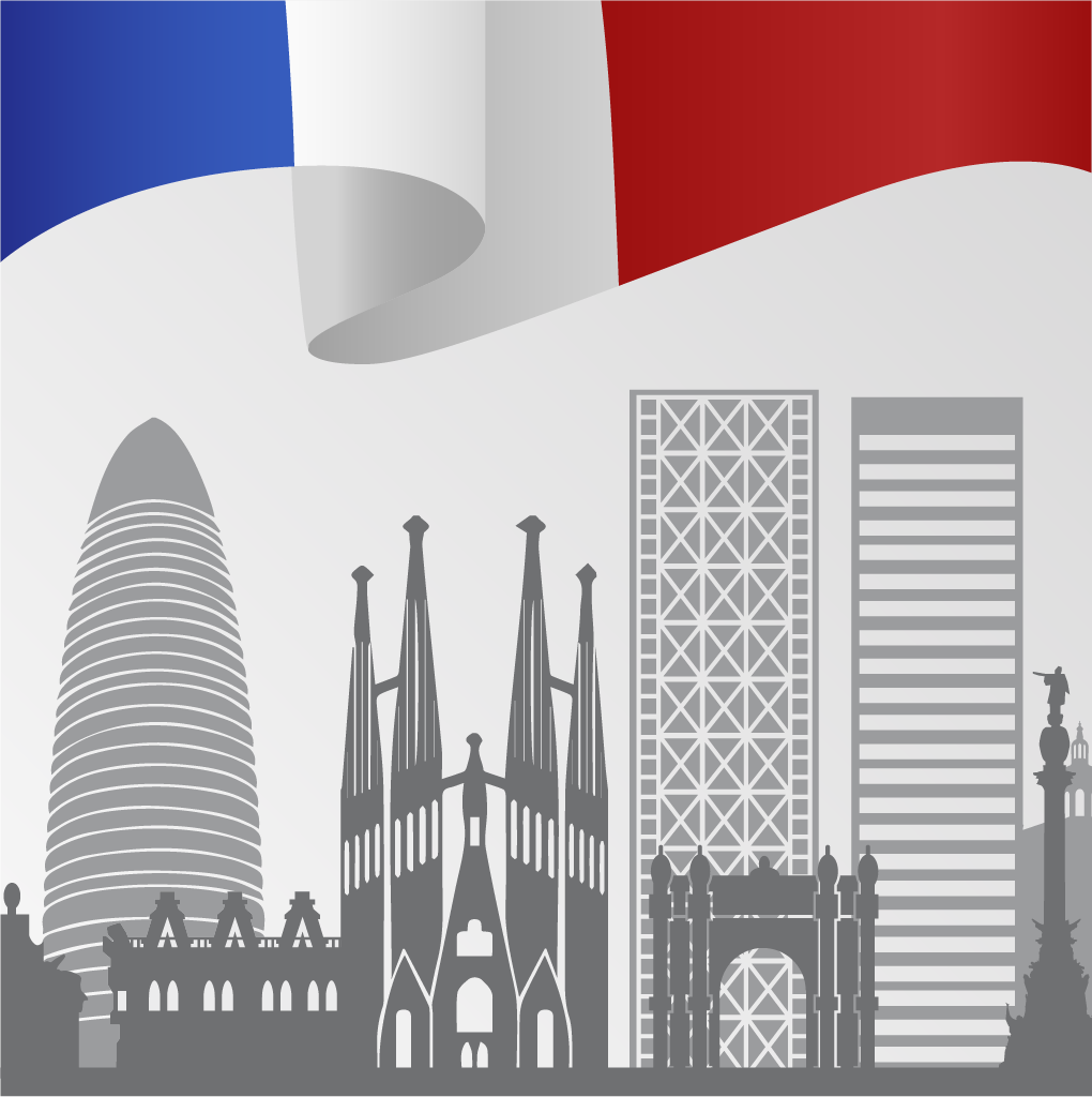 
				a city with a french flag
			